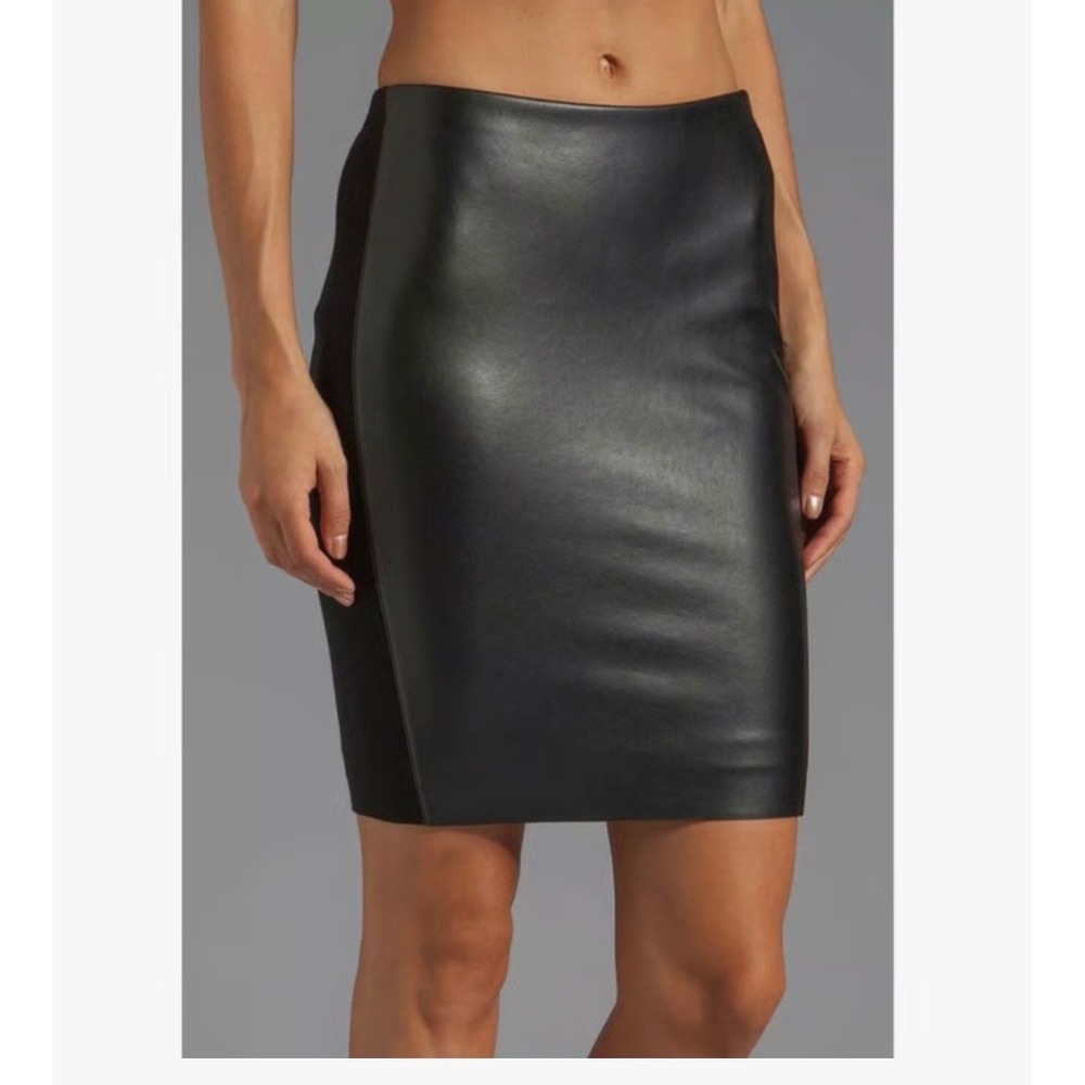 Bailey 44 Pencil Skirt Faux‎ Leather Front Ponte Back Black Size 8